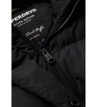 Superdry Long quilted coat with hood black