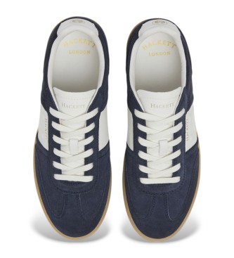 Hackett London Granatowe skórzane buty sportowe Harper Heritage