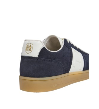 Hackett London Granatowe skórzane buty sportowe Harper Heritage