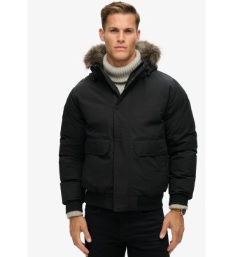 Superdry Everest bomberjacka i syntetisk pls svart