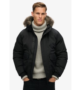 Superdry Giubbotto bomber in pelliccia sintetica nera Everest