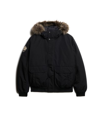 Superdry Everest bomberjacka i syntetisk pls svart