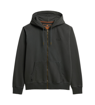 Superdry Washed sweatshirt with zipped hood and logo Essential black