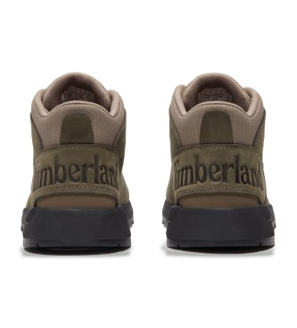 Timberland Tnis Sprint Trekker de cano mdio em pele com atacadores, verde escuro