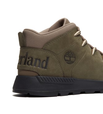 Timberland Tnis Sprint Trekker de cano mdio em pele com atacadores, verde escuro