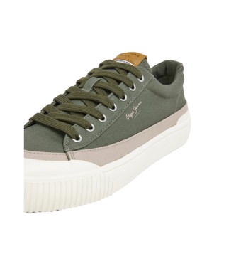 Pepe Jeans Sneakers in pelle verde Ben Wash