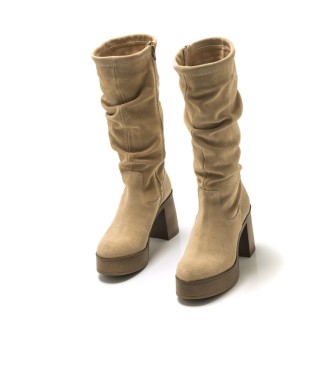 MTNG Leather boot Sixties Beige - Heel height 8cm 