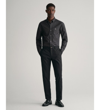 Gant Poplin overhemd Slim Fit klassiek overhemd zwart