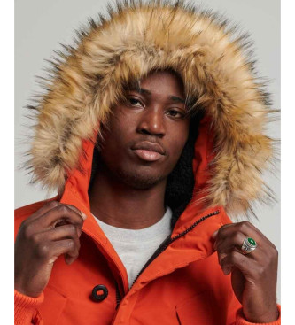 Superdry Parka z kapturem z syntetycznego futra Everest pomarańczowy