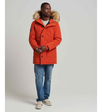 Superdry Parka z kapturem z syntetycznego futra Everest pomarańczowy