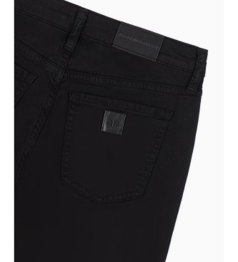 Armani Exchange J65 jeans met uitlopende snit in katoen-denim-satijn Zwart