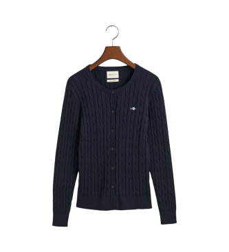 Gant Eights Knitted Cardigan In Navy Elasticated Cotton