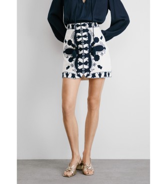 Pepe Jeans Falda corta en lona de algodn blanco, negro