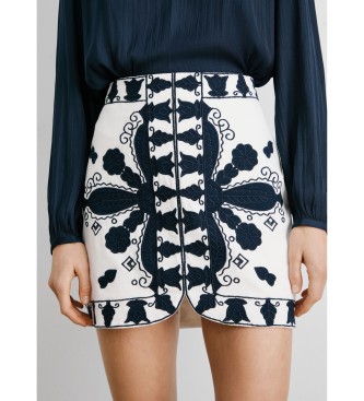 Pepe Jeans Falda corta en lona de algodn blanco, negro