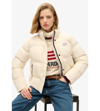 Superdry Sport quilted short jacket off-white