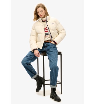 Superdry Sport quilted short jacket off-white