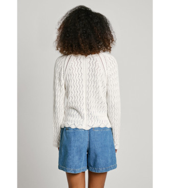 Pepe Jeans Pull ajour  col en V   Olya blanc