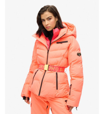 Superdry Luxe coral quilted coat