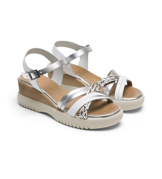 Porronet Sandalias de piel de cua  Berta blanco, plateado