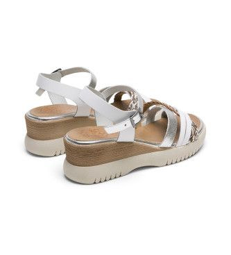 Porronet Sandalias de piel de cua  Berta blanco, plateado