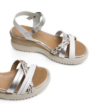 Porronet Sandalias de piel de cua  Berta blanco, plateado