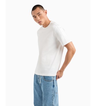 Armani Exchange Normal geschnittenes T-Shirt aus dicker Baumwolle mit weien ASV-Logo-Streifen