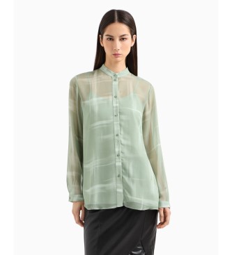 Armani Exchange Camisa con cuello mao verde