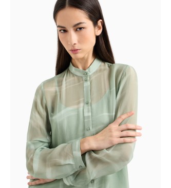 Armani Exchange Camisa con cuello mao verde