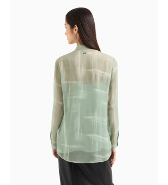 Armani Exchange Camisa con cuello mao verde