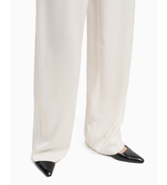 Armani Exchange Pantaln de pierna ancha blanco crudo