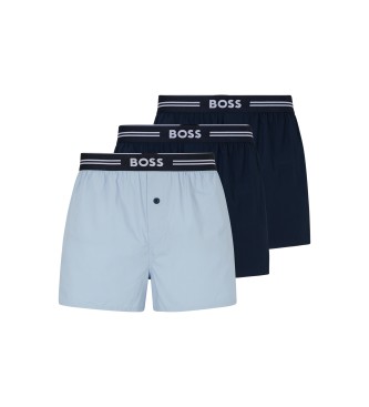 BOSS 3 Pack of navy woven boxer shorts