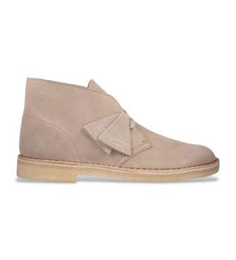 Clarks Beżowe skórzane buty za kostkę Desert
