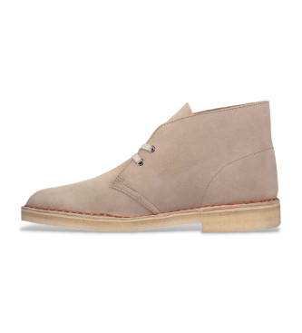 Clarks Beżowe skórzane buty za kostkę Desert