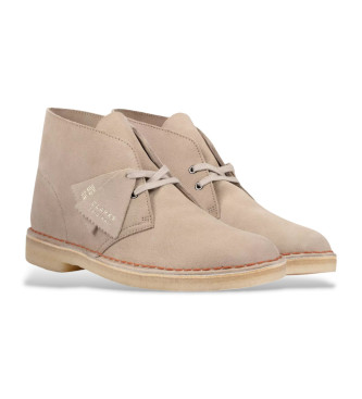 Clarks Beżowe skórzane buty za kostkę Desert
