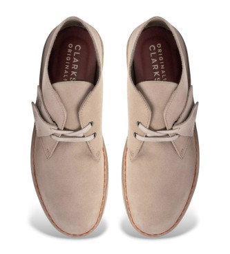 Clarks Beżowe skórzane buty za kostkę Desert