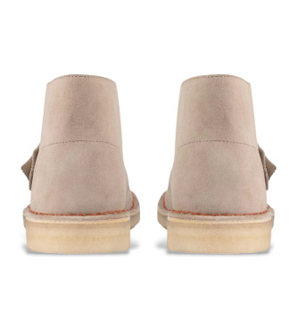 Clarks Beżowe skórzane buty za kostkę Desert