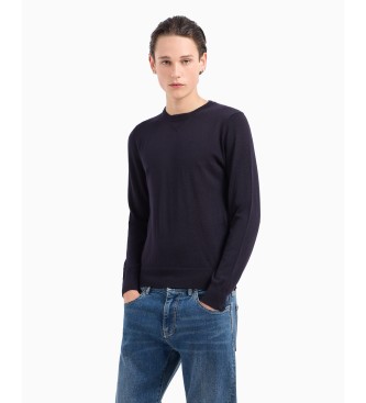 A|X Armani Exchange Pull en fil doux bleu marine