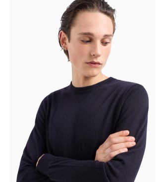 A|X Armani Exchange Pull en fil doux bleu marine