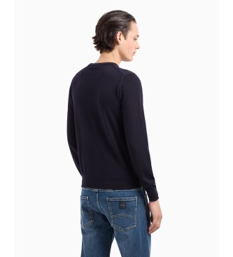 A|X Armani Exchange Pull en fil doux bleu marine