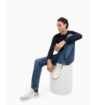 A|X Armani Exchange Pull en fil doux bleu marine