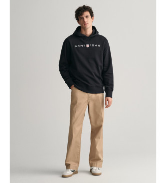 Gant Camisola com capuz com estampado grfico preto