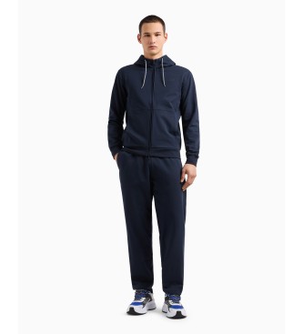 EA7 Zichtbaarheid marineblauw katoenen sweatshirt met capuchon  