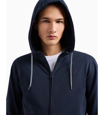 EA7 Zichtbaarheid marineblauw katoenen sweatshirt met capuchon  