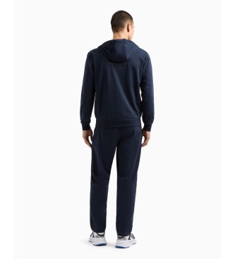 EA7 Zichtbaarheid marineblauw katoenen sweatshirt met capuchon  