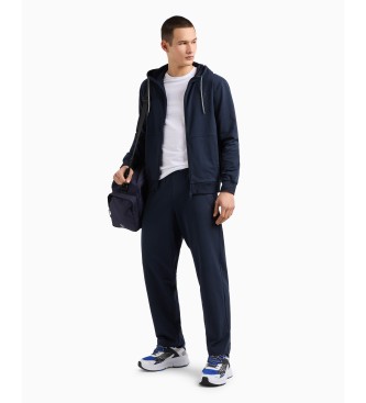 EA7 Zichtbaarheid marineblauw katoenen sweatshirt met capuchon  