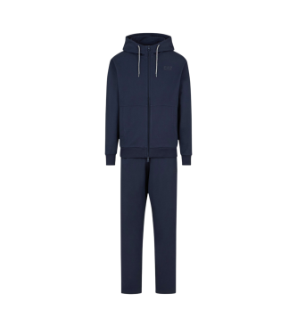 EA7 Zichtbaarheid marineblauw katoenen sweatshirt met capuchon  