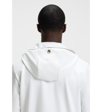 BOSS Hooded sweatshirt met rits in witte gabardine stof
