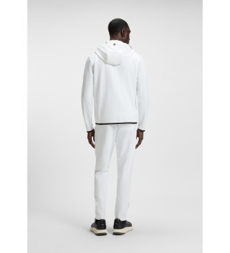 BOSS Hooded sweatshirt met rits in witte gabardine stof