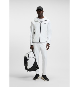 BOSS Hooded sweatshirt met rits in witte gabardine stof
