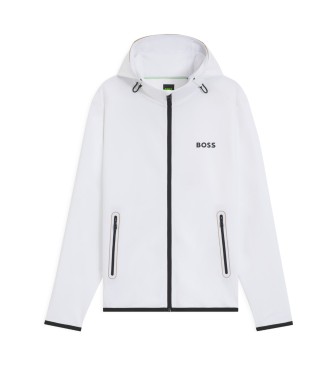 BOSS Hooded sweatshirt met rits in witte gabardine stof
